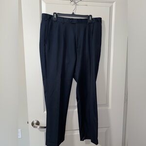 EUC Travel Smart Navy Dress Pants with Pleated Front and Straight-Leg Cut